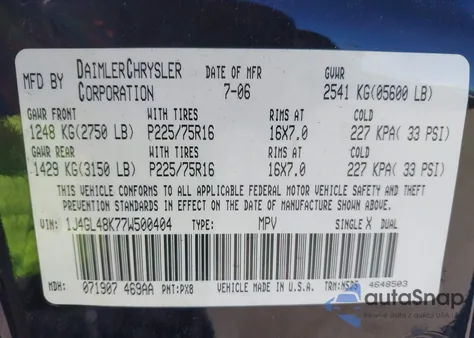 2007 Jeep Liberty Sport из США, поврежденный, VIN 1J4GL48K77W500404